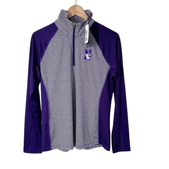 Northwestern Wildcats Cutter & Buck Striped 1/4 Zip Pullover Size Medium - Picture 3 of 11